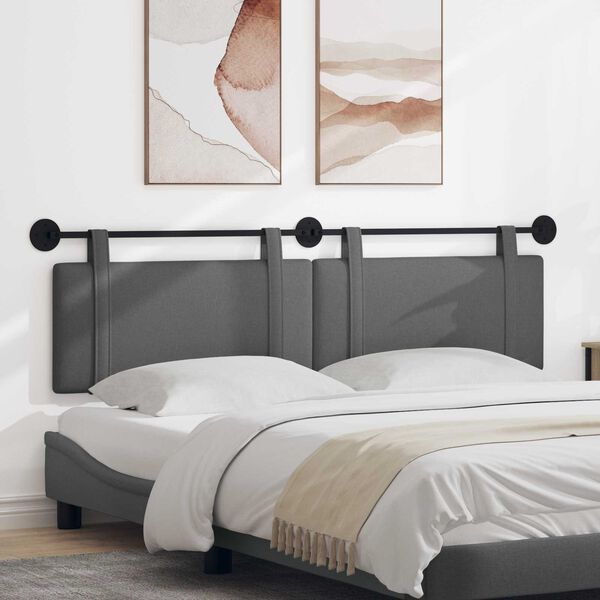 vidaXL H&auml;ngevorderseite Wandmontiert Dunkelgrau 190 x 55 x 5 cm Stoff