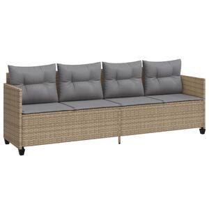 vidaXL Sonnenliege mit Kissen Beige Poly Rattan