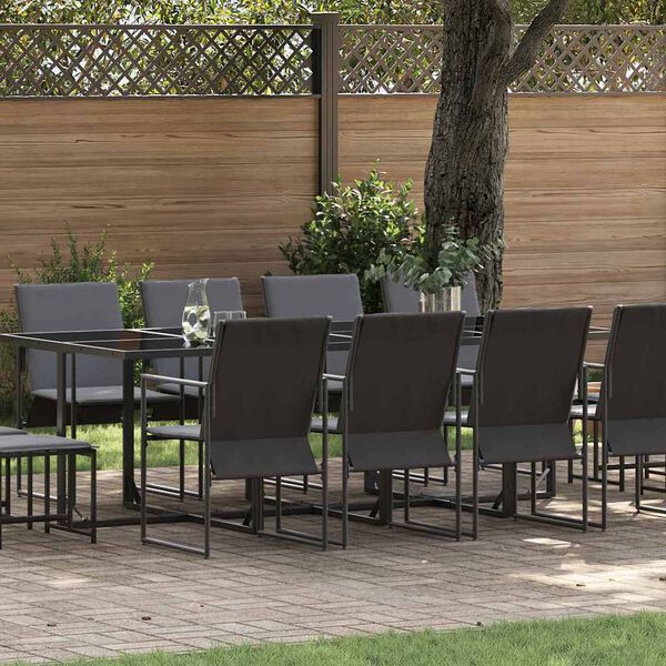 vidaXL Garten Essgruppe 13 pcs Schwarz Stahl