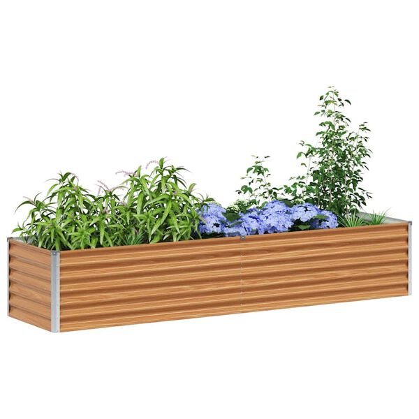 vidaXL Hochbeet Hellbraun 195 x 50 x 36 cm Verzinkter Stahl