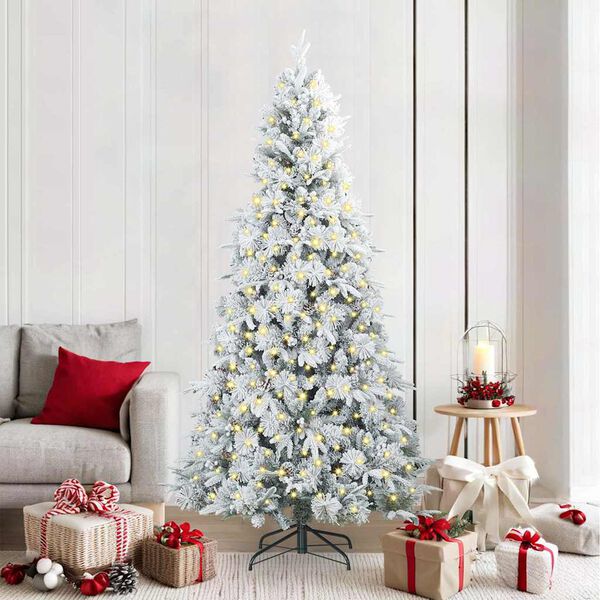 vidaXL K&uuml;nstlicher klappbarer Weihnachtsbaum Wei&szlig; 210 cm PE und PVC