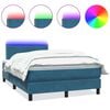 vidaXL Boxspringbett mit Matratze & LED Dunkelblau 120x210 cm Samt