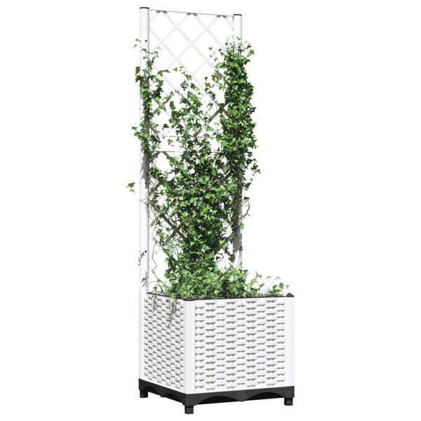 vidaXL Pflanzk&uuml;bel mit Rankgitter Wei&szlig; 40x40x136 cm PP