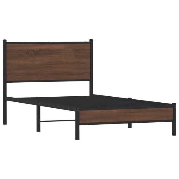 vidaXL Metallbett ohne Matratze Braun Eichen-Optik 107x203 cm
