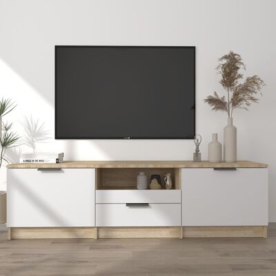 vidaXL TV-Schrank Weiß Sonoma-Eiche 140x35x40 cm Holzwerkstoff