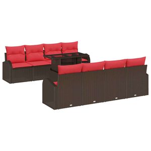 vidaXL Gartensofa-set 9 stk. Braun Poly-Rattan