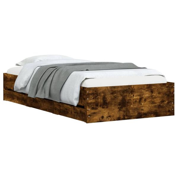 vidaXL Bettgestell mit Schubladen R&auml;uchereiche 100x200cm Holzwerkstoff