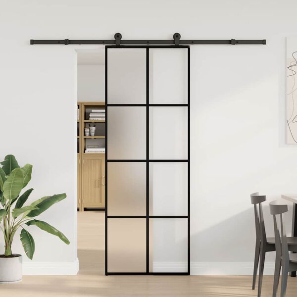 vidaXL Schiebet&uuml;r mit Beschlag 76x205 cm ESG-Glas & Aluminium