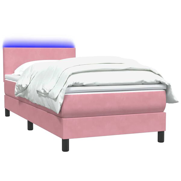 vidaXL Boxspringbett mit Matratze Rosa 80x210 cm Samt