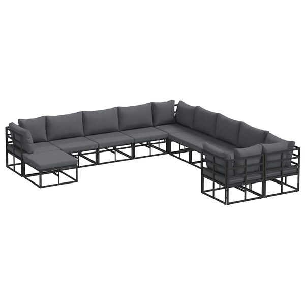 vidaXL Garten-Sofa-Set 11 pcs Schwarz Aluminium