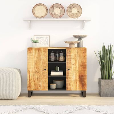 vidaXL Sideboard mit 2 Türen 90x33x75 cm Massivholz Mango