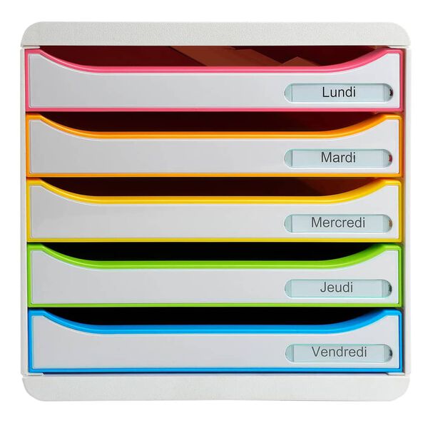 Exacompta Big-Box Plus Schubladenbox Black Office mit 5 Laden Wei&szlig;