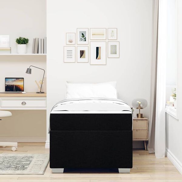 vidaXL Bettrahmen mit Matratze Schwarz 90 x 200 cm Stoff