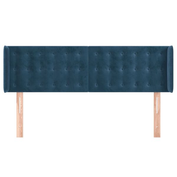 vidaXL Kopfteil mit Ohren Dunkelblau 147x16x78/88 cm Samt