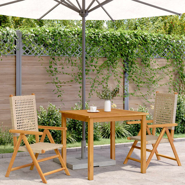vidaXL Gartenstühle 2 Stk. Beige Massivholz Akazie und Poly Rattan