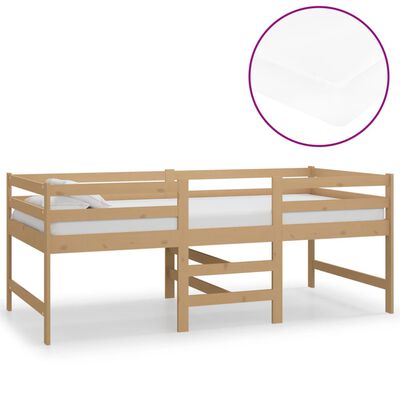 vidaXL Mittelhohes Bett mit Matratze Honigbraun 90x200 cm Massivholz Kiefer