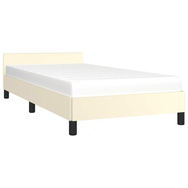 vidaXL Bettgestell mit Kopfteil ohne Matratze Creme 100x200 cm