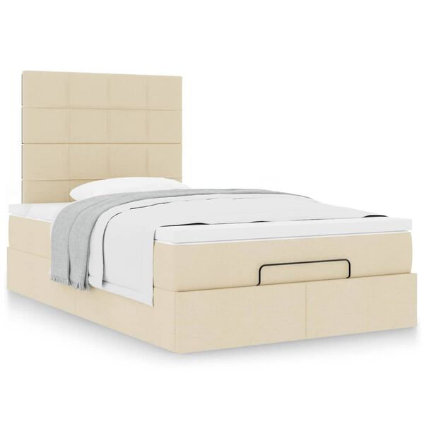 vidaXL Ottoman-Bett mit Matratze Creme 120x200 cm Stoff