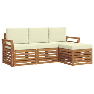 vidaXL Outdoor-Sofagarnitur 4 stk. Natur und Creme