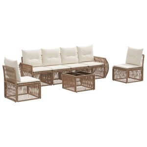 vidaXL Gartensofa-set 7 stk. Beige und Cremewei&szlig; Poly-Rattan