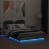 vidaXL Bettgestell mit Kopfteil und LED Grau Sonoma-Eiche 135x190 cm