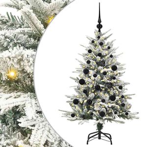 vidaXL K&uuml;nstlicher vorbeleuchteter Weihnachtsbaum mit Kugelset Gr&uuml;n