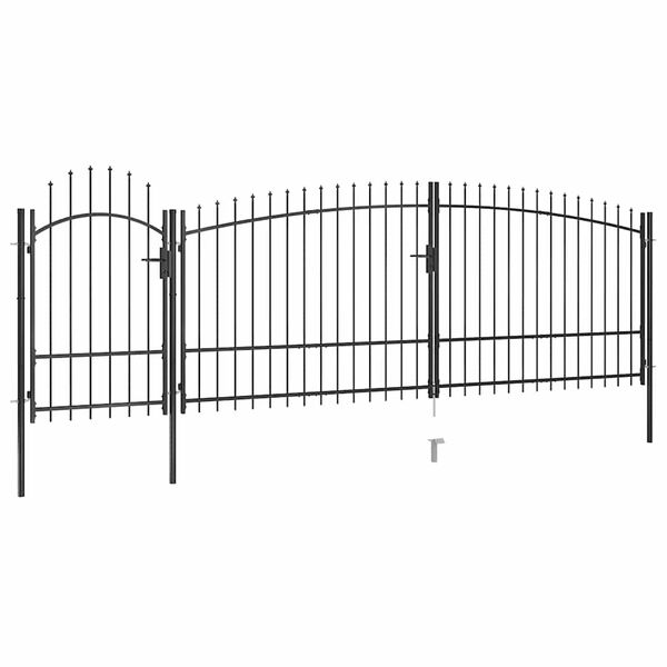 vidaXL Gartentor mit Speerspitzen 5x2,25 m Schwarz