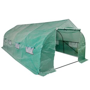 vidaXL Polytunnel Gew&auml;chshaus Begehbar & Mobil Stahlrahmen 18 m&sup2;