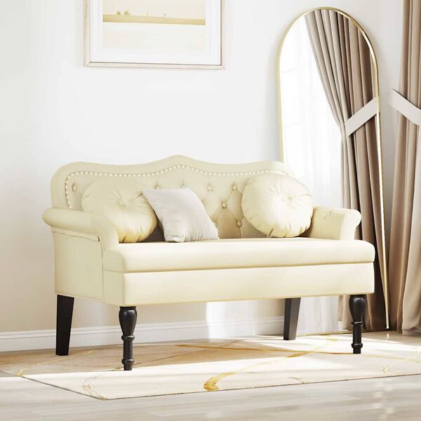 vidaXL Chesterfield Bank Creme 120,5 x 65 x 75 cm Kunstleder