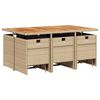vidaXL 11-tlg. Garten-Essgruppe mit Kissen Beige Poly Rattan