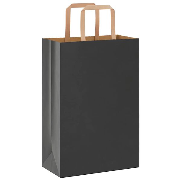vidaXL Papiertragetaschen 50 Stk. mit Henkeln Schwarz 21x11x31 cm