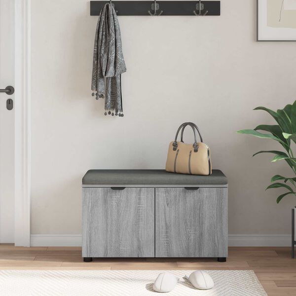 vidaXL Flurbank mit Kissen mit Speicher Graues Sonoma 80 x 46 x 46 cm
