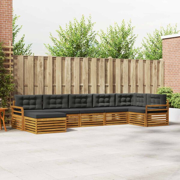 vidaXL Sofagarnituren 7 pcs Natur und Anthrazit Massivholz Akazie