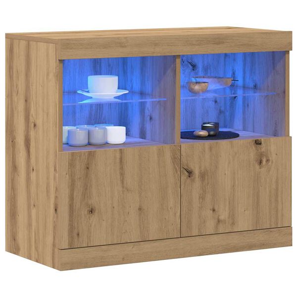 vidaXL LED-Sideboard Braun 81 x 37 x 66,5 cm Holzwerkstoff
