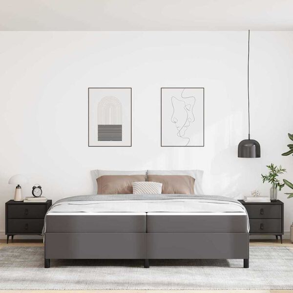 vidaXL Bettrahmen mit Matratze Grau 200 x 200 cm Stoff