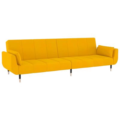 vidaXL Schlafsofa 2-Sitzer mit 2 Kissen Gelb Samt