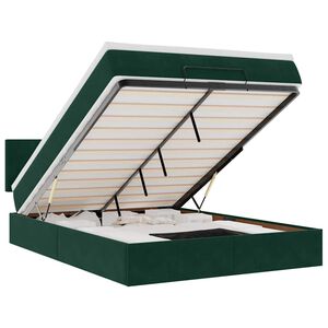 vidaXL Ottoman-Bett mit Matratze Dunkelgr&uuml;n 140x190 cm Samt