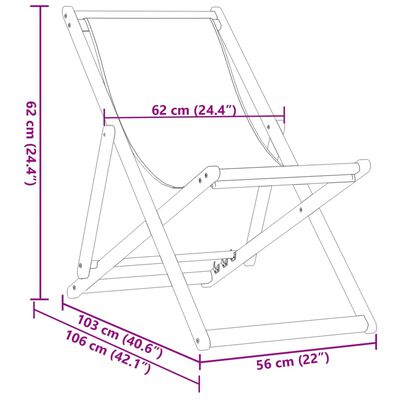 vidaXL Strandstuhl Klappbar Taupe Massivholz Eukalyptus und Stoff