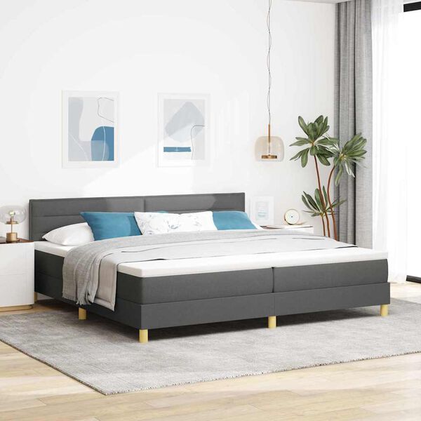 vidaXL Boxspringbett mit Matratze Dunkelgrau 200 x 200 cm Stoff