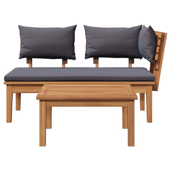 vidaXL Gartenbank 2 pcs Braun Massivholz Teak