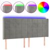 vidaXL LED Kopfteil Hellgrau 203x16x118/128 cm Samt