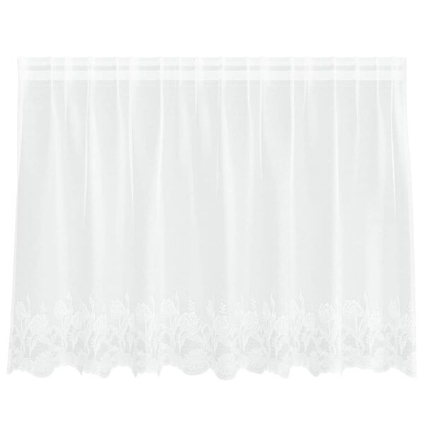 vidaXL Spitzenvorhang mit Vorh&auml;ngen Floral Wei&szlig; 100 x 200 cm Polyester