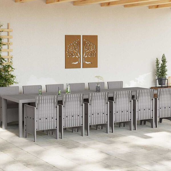 vidaXL Garten Essgruppe 13 pcs Hellgrau Polt Rattan