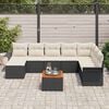 vidaXL Garten-Sofa-Set mit Kissen mit Speicher 9 pcs Schwarz und Creme