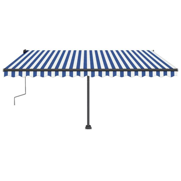 vidaXL Standmarkise Manuell Einziehbar 400x350 cm Blau/Wei&szlig;