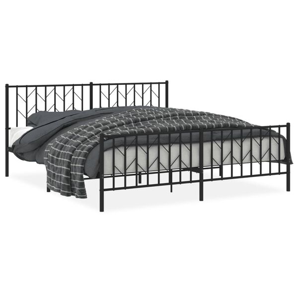 vidaXL Metallbett ohne Matratze mit Fu&szlig;teil Schwarz 180x200 cm