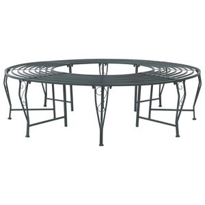 vidaXL Baumbank 8-Sitzanzahl &Oslash; 160 x 44 cm Stahl Silber Grau Rund