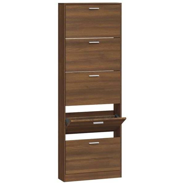 vidaXL Schuhschrank Braun Eichen-Optik 59x17x169 cm Holzwerkstoff