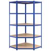 vidaXL Eckregal mit 5 B&ouml;den Blau Stahl & Holzwerkstoff