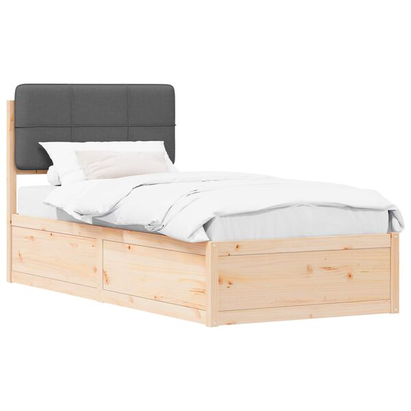 vidaXL Bettgestell mit gepolstertem Kopfteil Dunkelgrau 80 x 200 cm